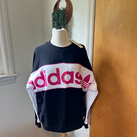 NWT Adidas Women's Black and Pink Sweatshirt - Picture 1 of 13
